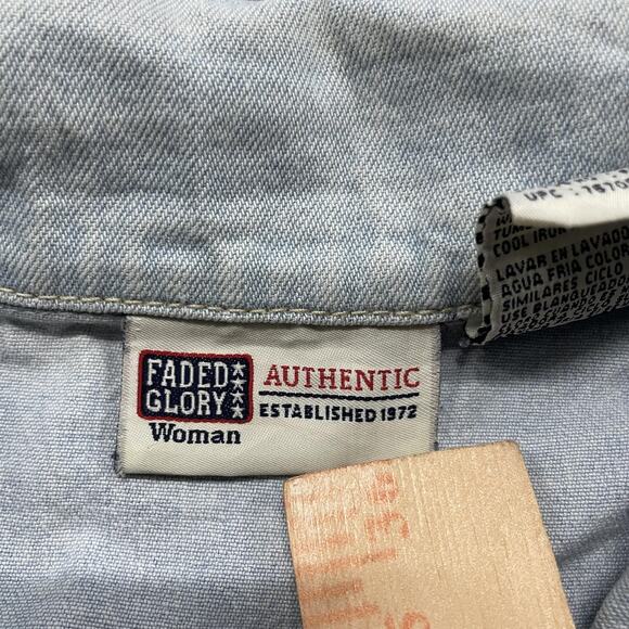 Faded Glory Denim Jacket Womens 18W/20W Light Stone Wash Trucker Jean Coat Plus - Picture 6 of 8